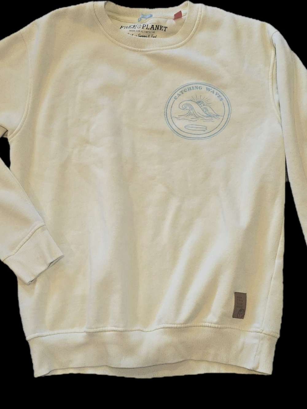 Cream Crewneck Sweatshirt - Catching Waves Graphic